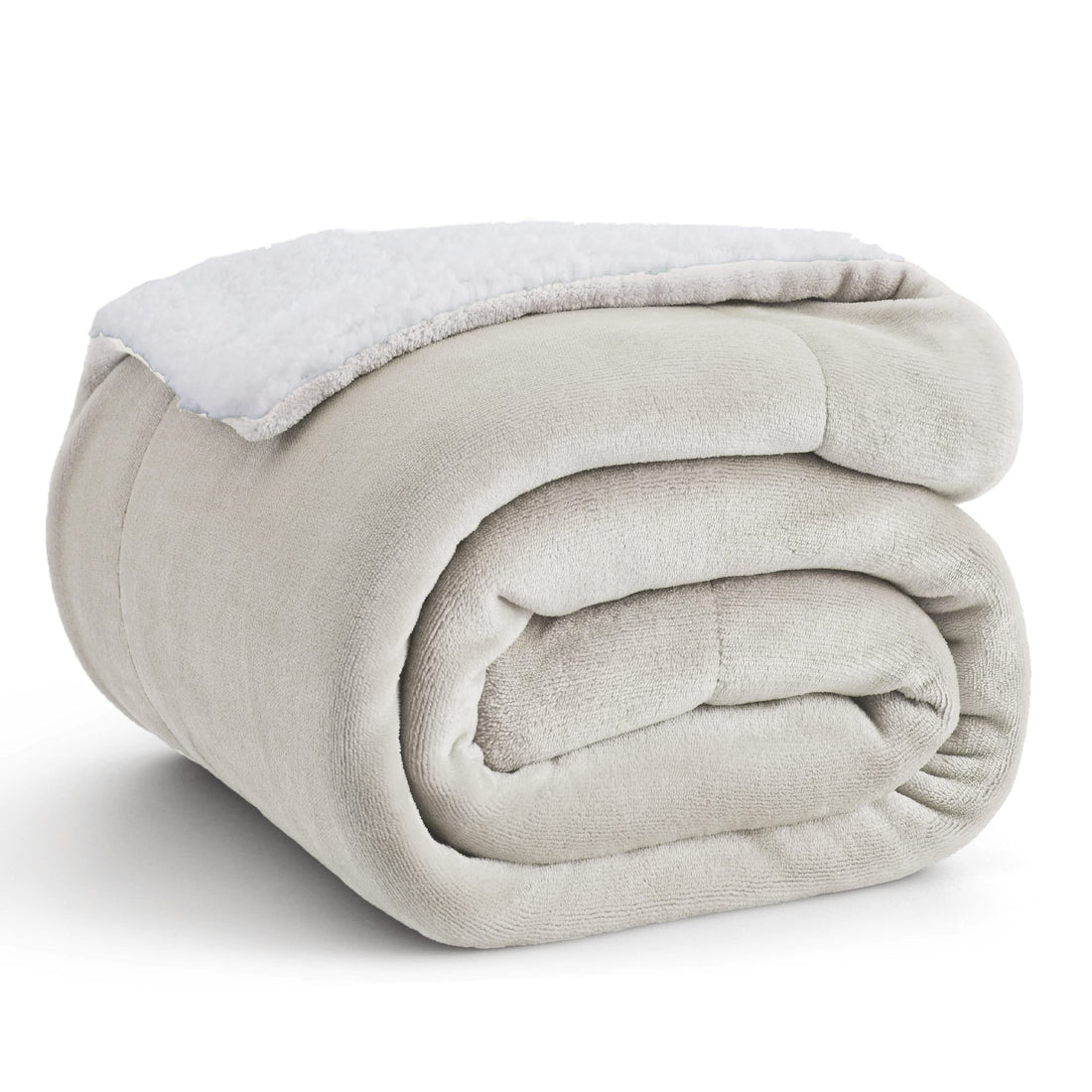 Bedsure Sherpa Fleece Throw Blanket for Couch - Thick and Warm Blanket for Winter, Soft Fuzzy Plush Throw Blanket for All Seasons, Linen, 50x60 Inches