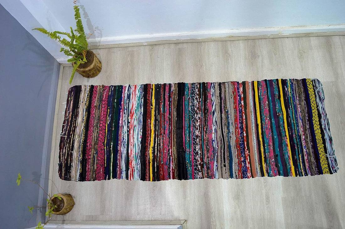 Egypt Antiques Handmade Natural Cotton Kilim Carpet, 140 cm x 200 cm Size, Multicolour