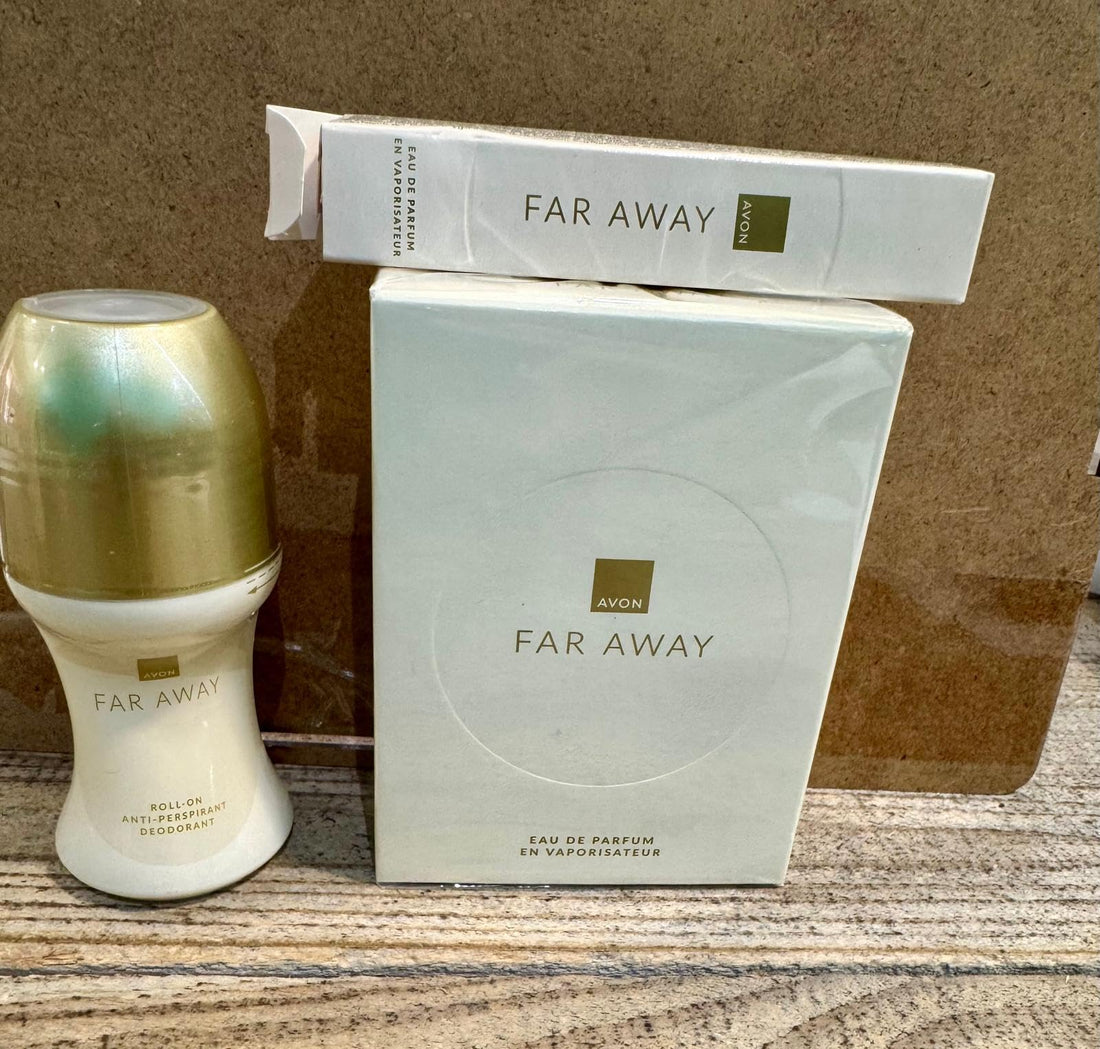 Lot Far Away AVON Eau De Parfum 50 ml + Rollerball Deo + Mini 10ml Rollerball Bottle