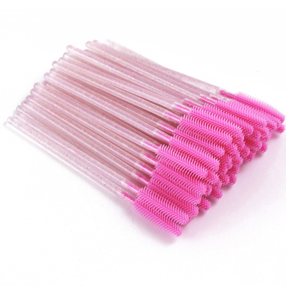 50PCS Disposable Mascara Eyelash Wands (50 Pieces, Pink Crystal) - Eyebrow & Lash Extension Spoolie, Separator, Microblading Tool, Applicator