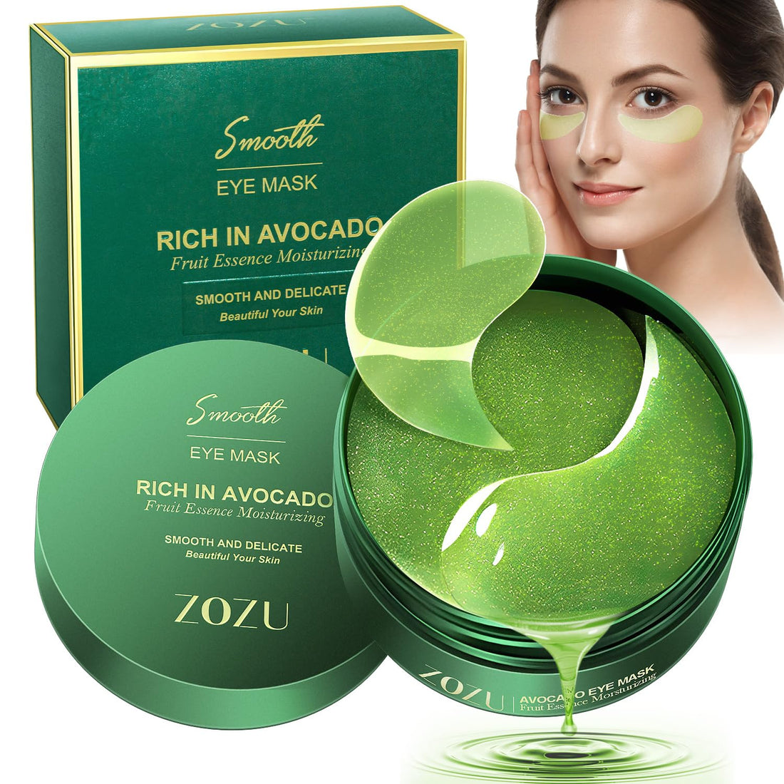 Avocado Under Eye Patches-Eye Masks for Removing Dark Circles, Puffiness and Wrinkles,Nourishing, Firming & Hydrating Eye Masks Refresh Your Skin