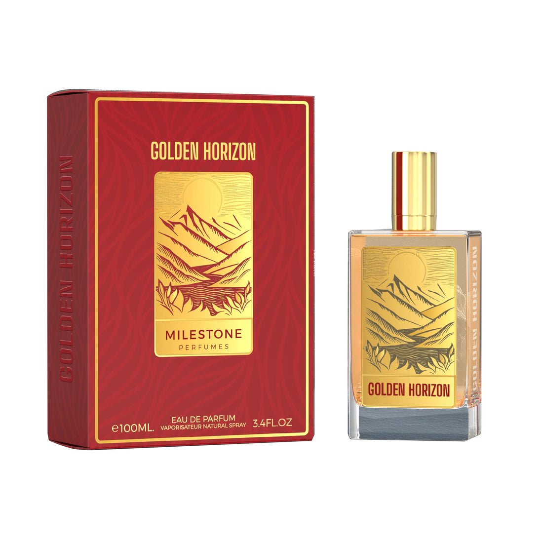 MILESTONE Golden Horizon Eau De Parfum – 100ML (Unisex) | Long-Lasting Amber Woody Perfume for Men & Women | Luxury Unisex Fragrance with Elegant, Warm & Sensual Notes