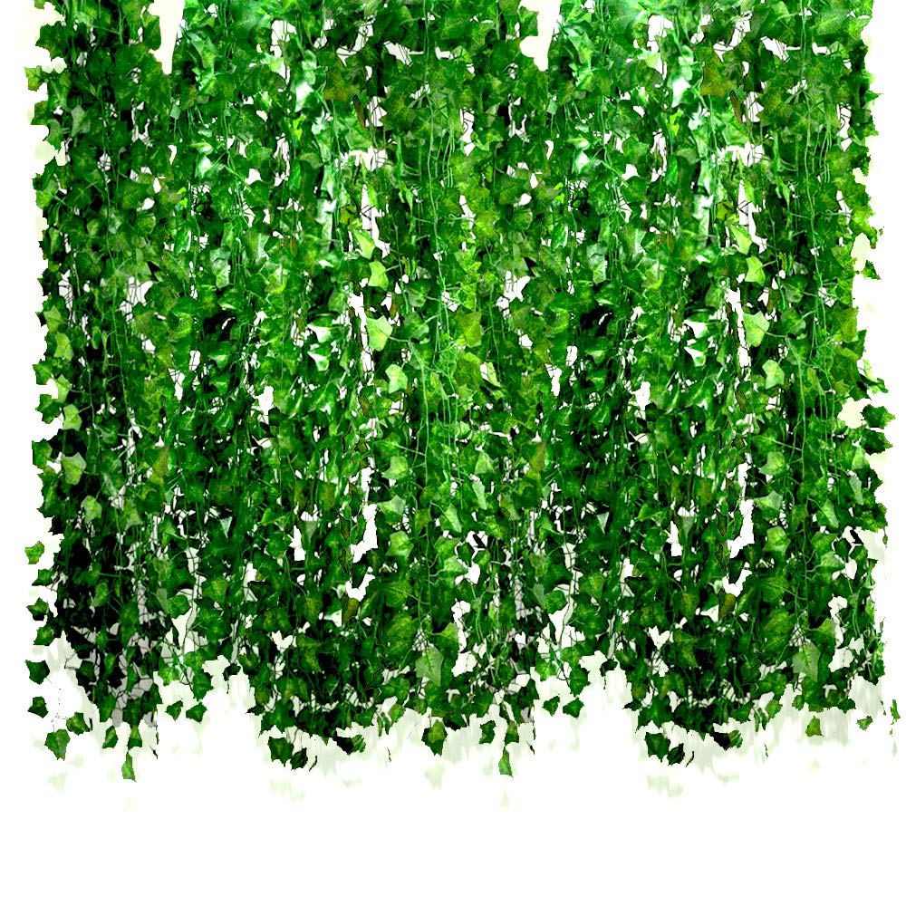 Gooteff 84 Ft Fake Plants Artificial Ivy Leaf Greenery Garland Plants Fake Hanging Vine Garland Fake Leaves for Party Garden Office Christmas Wedding Wall Home Decor（12 Pack）