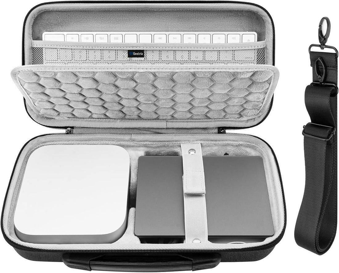 Desktop Computer Hard Travel Case, Compatible with Apple 2024 Mac mini M4 / Mini M4 Pro, Fit for Magic Keyboard, Mouse, Trackpad and Accessories, black, Storage Case