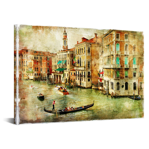 VVOVV Wall Decor Venice Wall Art Vintage Italy City Picture Art Print Stretched Framed Ready to Hang Home Office Living Wall Decor