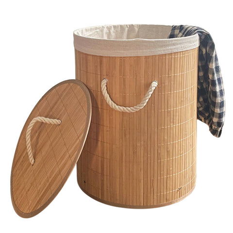Bamboo Laundry Basket Laundry Hamper| Storage Bin Hamper | Removable Washable Lining | Durable, Spacious and Simple Design | Laundry Made Simple | Size (35cmx50 cm)