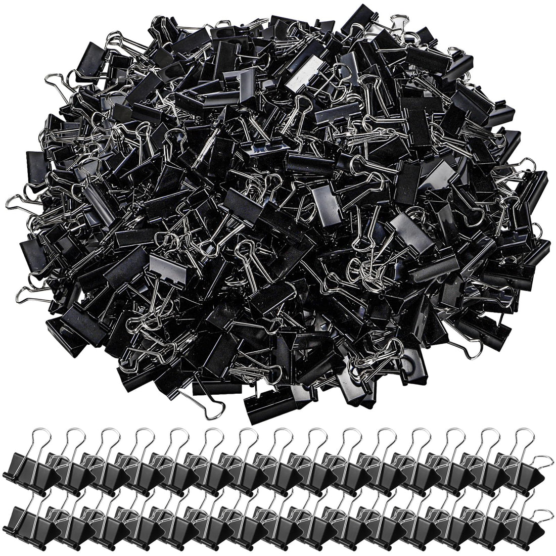 300 Pack Medium Binder Clip, 1-1/4 Inch Metal Black Fold Back Clips, Standard Paperwork Clamp Bulk for School Teacher Student, Business Office Home