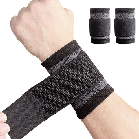 2 Pack Wrist Brace Carpal Tunnel, Wristbands Compression Wrist Strap, Wrist Wraps Support Sleeves for Work Fitness Weightlifting Sprains Tendonitis Pain Relief Breathable (Black, L)