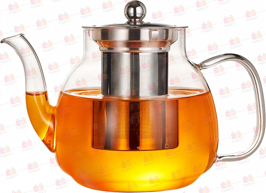 Premium Borosilicate Glass Teapot with Removable 304 Stainless Steel Infuser – Stovetop, Microwave & Dishwasher Safe – Blooming & Loose Leaf Tea Maker – Heat Resistant Kettle (400ml)