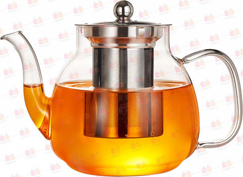 Premium Borosilicate Glass Teapot with Removable 304 Stainless Steel Infuser – Stovetop, Microwave & Dishwasher Safe – Blooming & Loose Leaf Tea Maker – Heat Resistant Kettle (400ml)