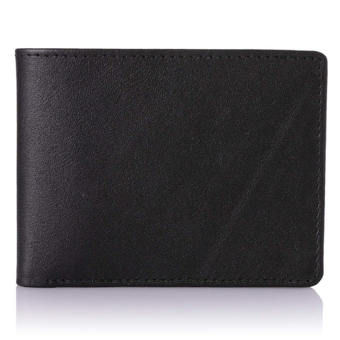 Borsa Mia Genuine Leather Matte Bifold Wallet for Men - Black