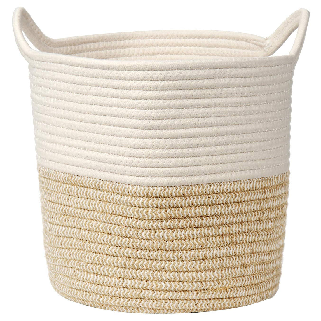 Briful Cotton Rope Basket Woven Laundry Basket Toy Storage Washing Basket for Laundry Toys Large Planter Cover Wicker Laundry Baskets Laundry Hamper With Handle 11"x 11"