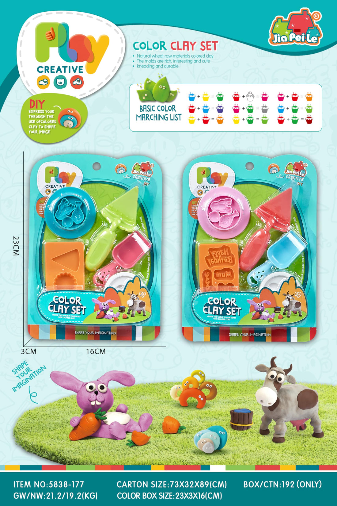 Awlad Farghaly 5838-177 Shovel Shapes Carded Colored Play-Doh