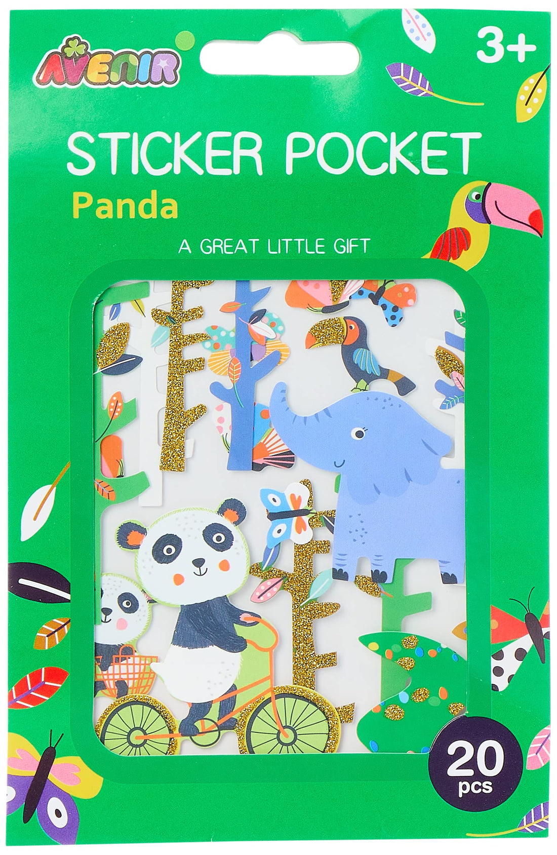 Avenir Panda Stickers Pocket, 20 Pieces