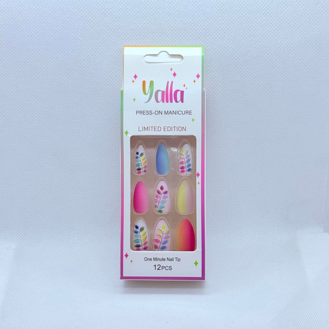 Press On Nails Set Summer, Beachy Fake Nails, Professional Look, Reusable Acrylic Style, Cute & Colorful Salon-Quality Nails (Colorful)