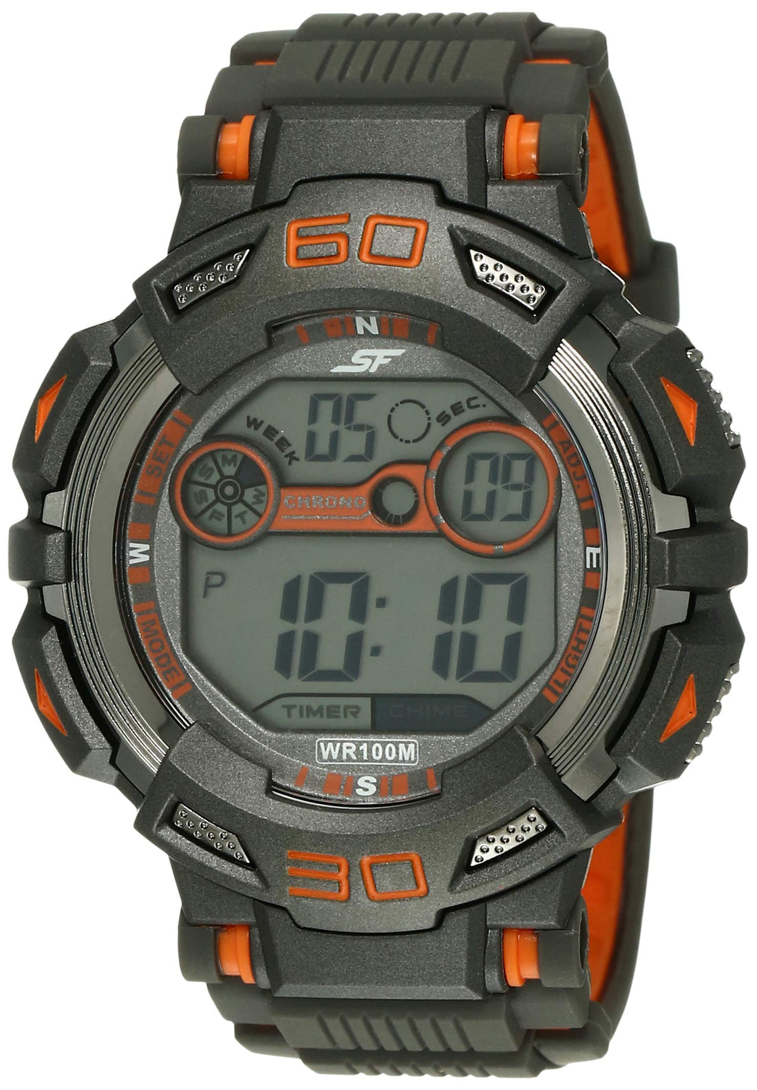Sonata Watch for Men, Quartz Movement, Digital Display, Gray Resin Strap-NM77009PP03 / NL77009PP03