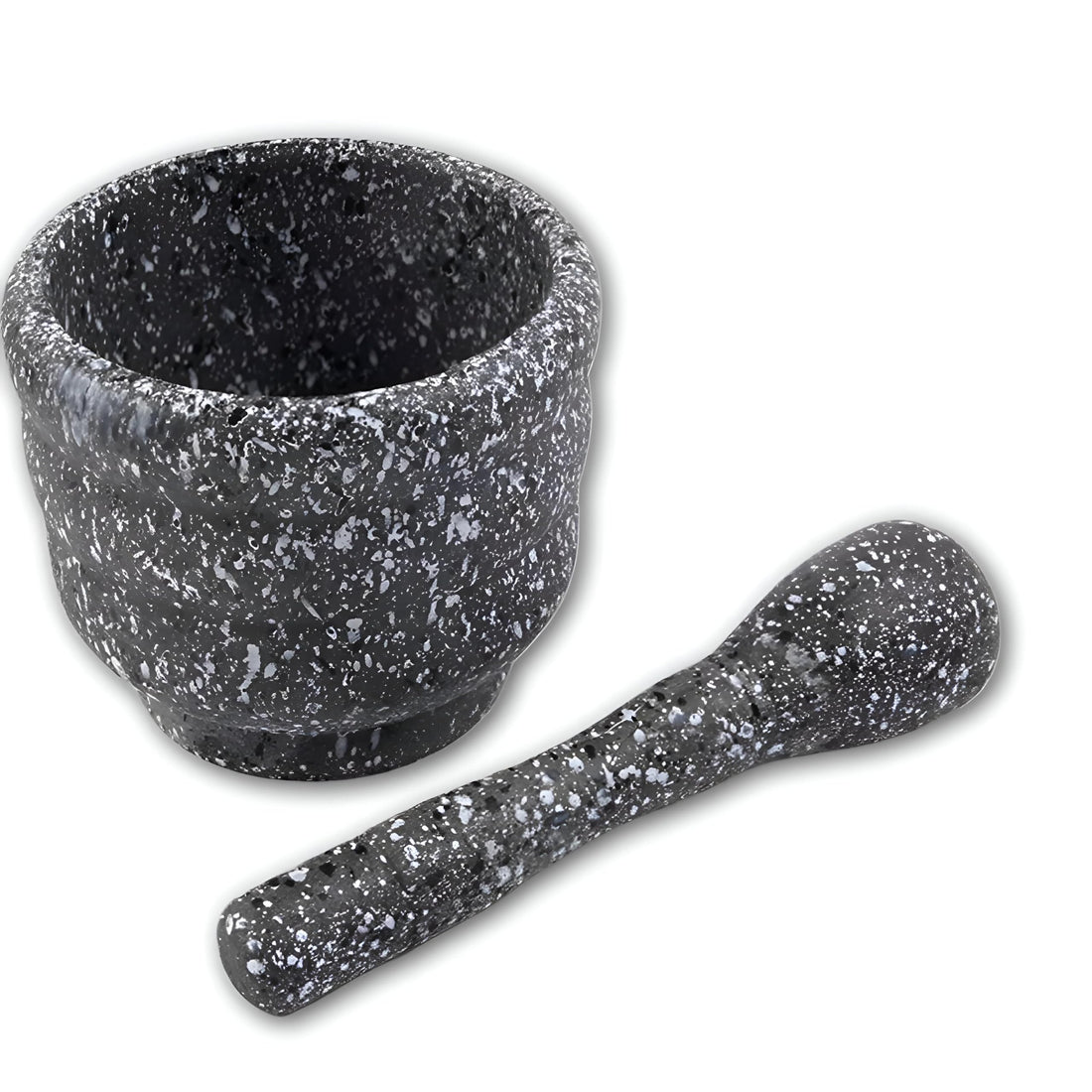 Kitchen Grinding Tool - Solid Plastic with Granite Pattern, Crack-Resistant, Suitable for Herbs, Spices, Vegetables, Black