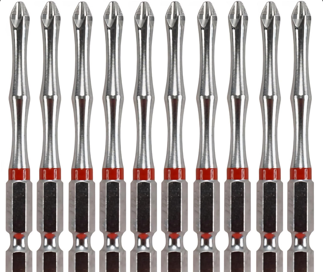 Magnetic Long Screwdriver Bit Set Of 2 Pieces - Silver Grey With Red Mark PH