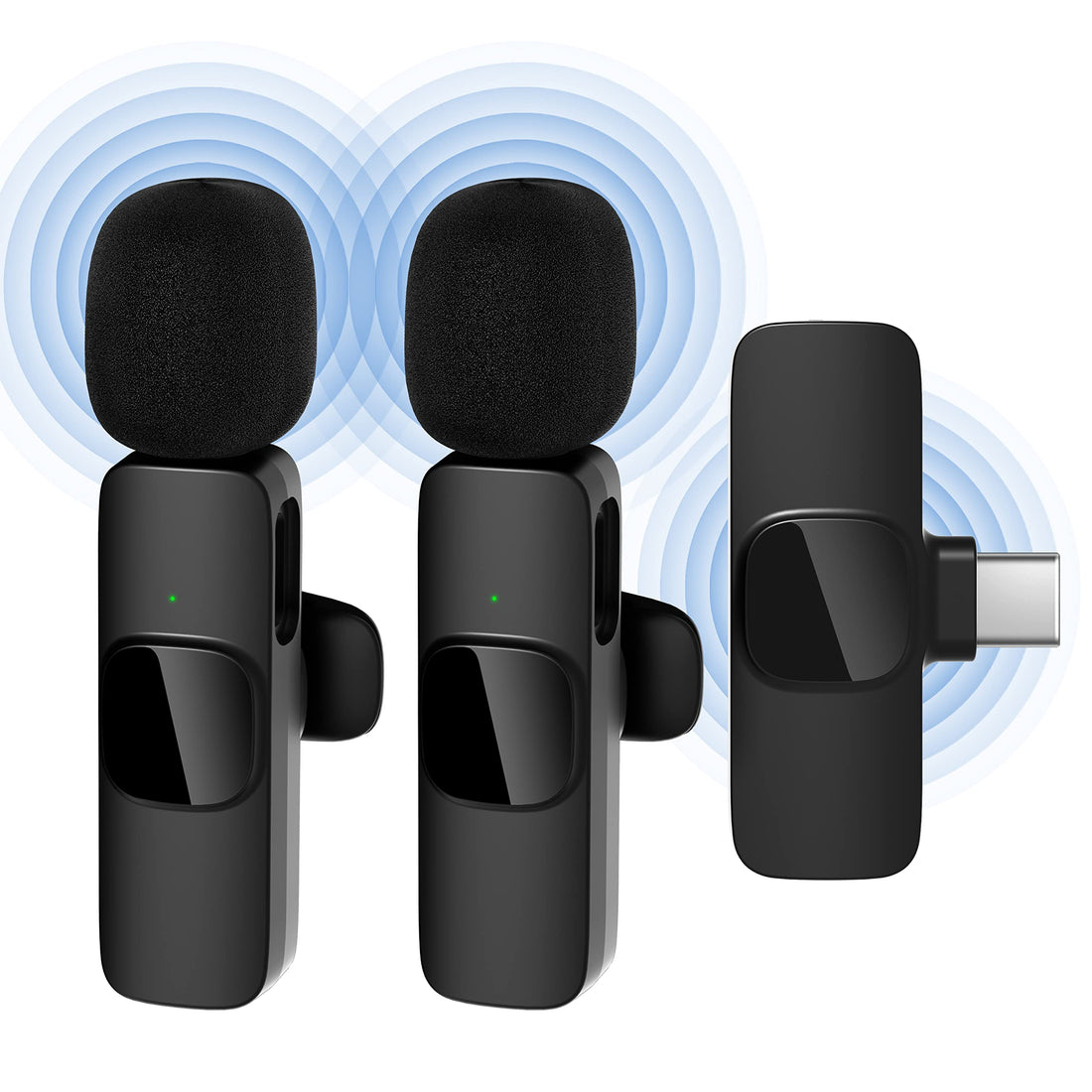 Qhot Wireless Microphones for Android, iPhone15/15 Plus/Pro/Pro Max, Clip on Lapel Lavalier Bluetooth Microphone Wireless for Video Recording,PC, Laptop, Live Streaming,Podcast,Vlog(USB-C/2Mic)