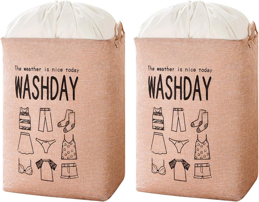 "FASHION.HOME 100L Collapsible Laundry Basket – Modern Design for Bedrooms with Foldable Lid, Large Clothes Storage Bag for Dirty Baskets, Ideal for Storing Clothes, Towels, (Random ((2pec))