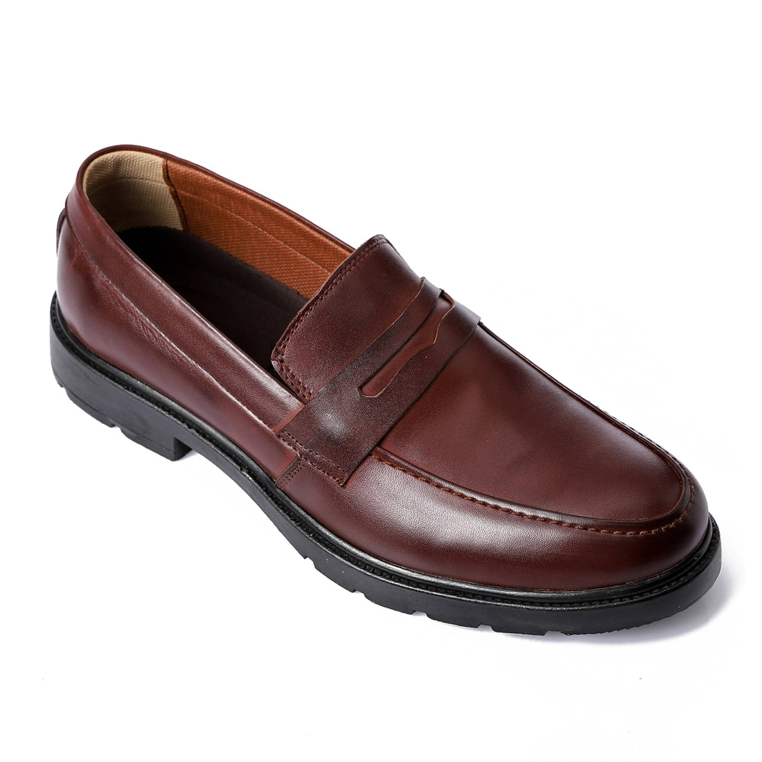 Men's Genuine Leather Slip On Shoes with Comfortable Design and Simple Closure - Perfect for Formal and Business Occasions, Hazel