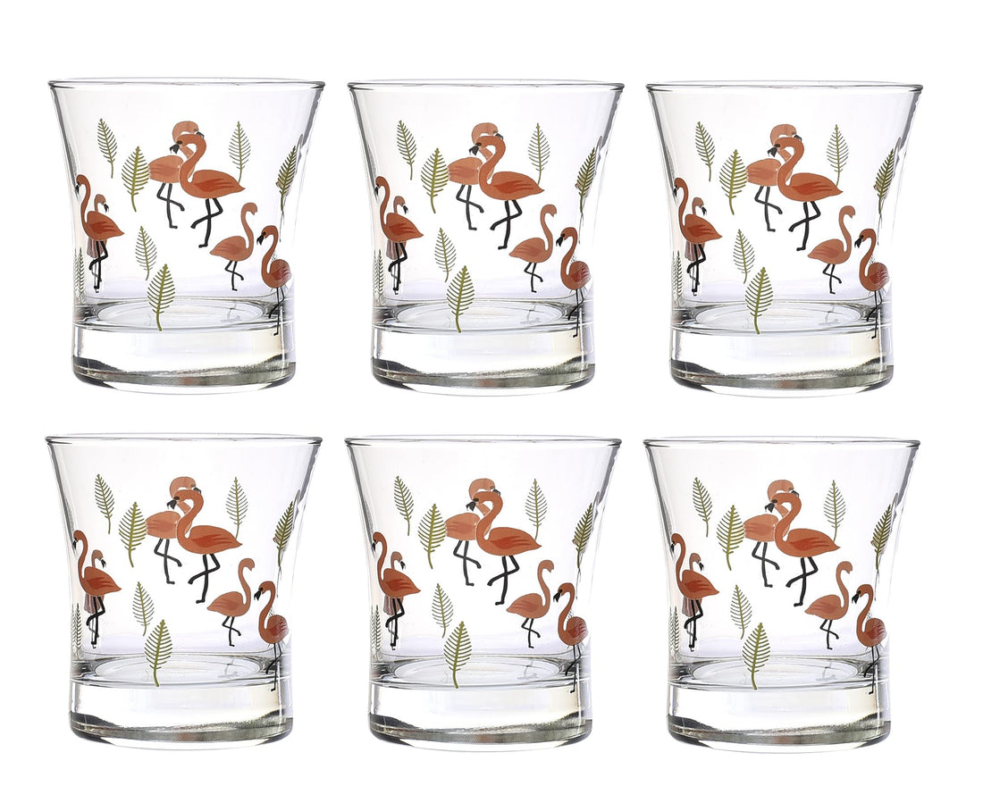 Pasabahce Azur Old Fashioned Glass 240 ml Set of 6 - Flamingo Pattern