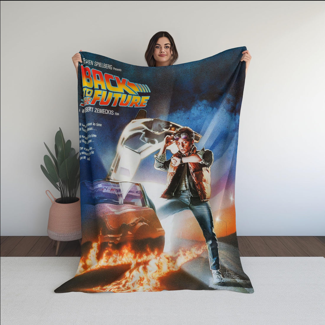 Ultra Soft Fleece Throw Blanket - Featuring Celebrities of Movie Poster - 120x160 cm - Smooth Warm Material - Plush Fuzzy Cozy Warm Winter. (Back 2 the future)