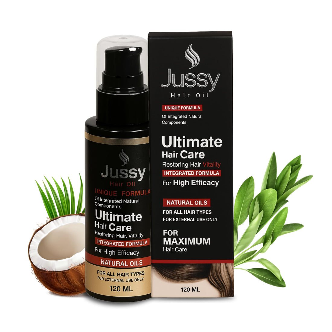Jussy 7-in-1 Hair Growth & Repair Oil – Coconut, Eruca, Castor & Vitamin E | Anti-Hair Loss, Split End Treatment & Deep Nourishment for Damaged Hair | 120ml