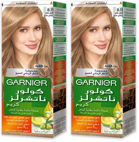 Garnier Color Naturals Permanent Crème Hair Color - 8.11 Deep Ashy Light Blonde (Pack of 2)