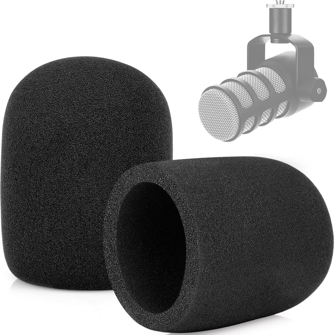 ChromLives Windscreen for Rode Podmic, 2Pack Microphone Pop Filter Foam Cover Compatible with Rode Podmic, Procaster, Podcaster, NT1, NT-USB, Mic Cover Replacement for Noise Reduction , Black