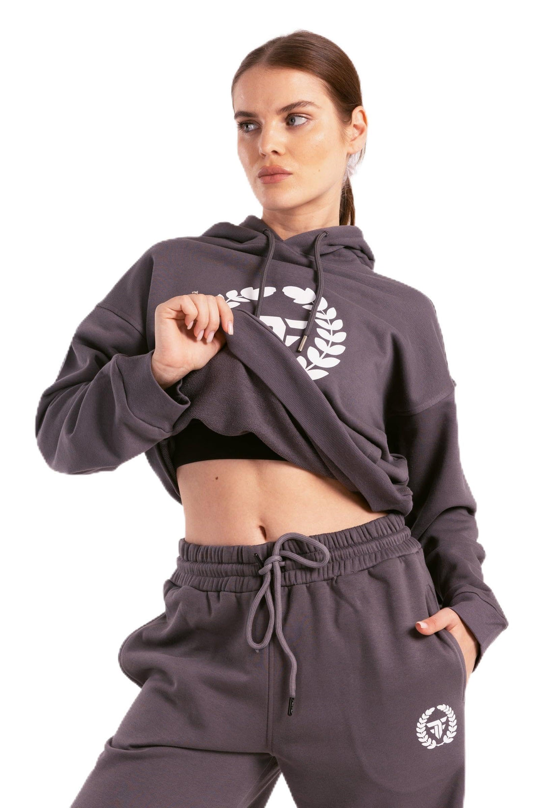 Grey Elite Crest Oversized Hoodie