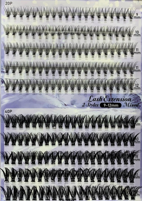 LAHES 200PCS - Extensions Individual Lash Volume 6D mink - FREE EYELASHES - Natural Eyelashes (2 STYLE -20P+40D-.07-DMIXm)-ONE BY ONE