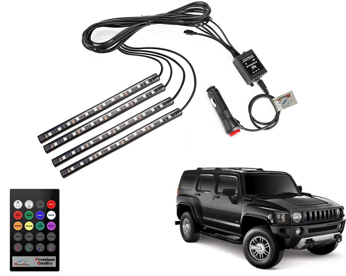 WolkomHome - LED RGB Car Interior Decorative Atmosphere Strip Music reactive Sounds Active Disco Equalizer Best Light for Hummer H3