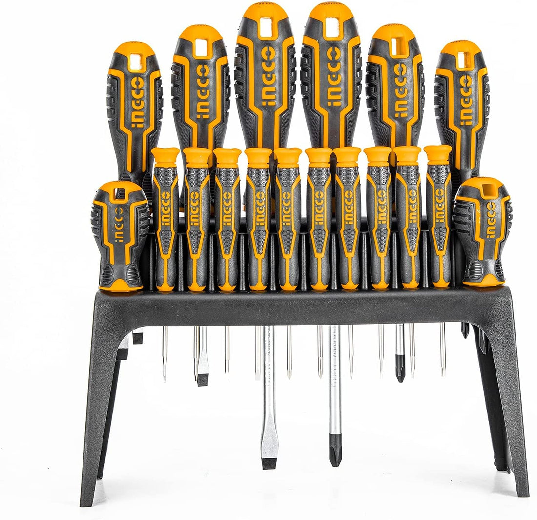 INGCO HKSD1828 Set of 18 Precision Screwdriver and Screwdriver Set, Strong Magnetic with Plastic Frame