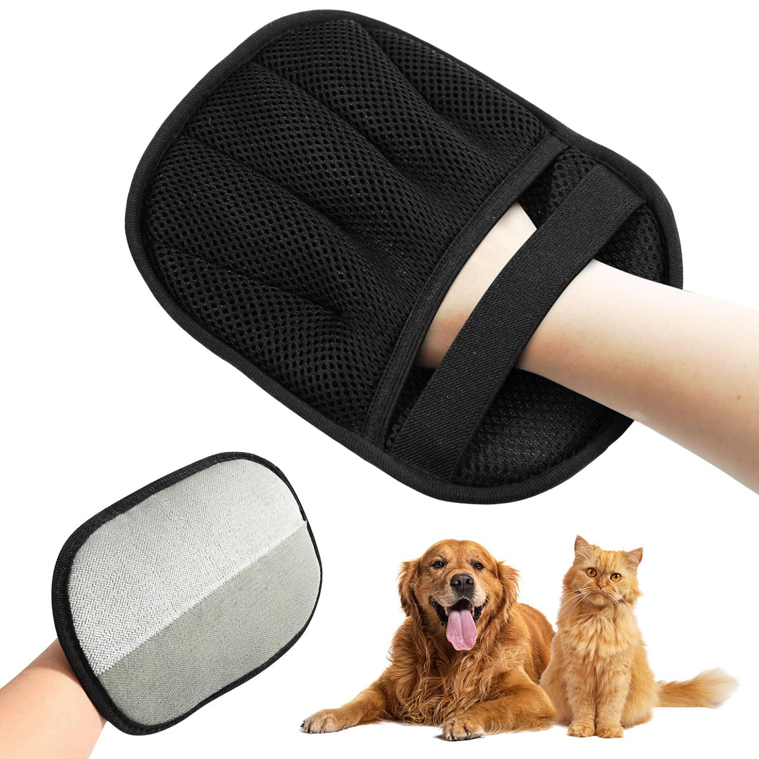 Pet Grooming Gloves Cat Grooming Gloves, for Removing Static Hair Gentle Hair Removal Pet Hair Remover Gloves Versatile Furminator for Dogs,Cats with Long/Short Fur leaning Bathing Massage