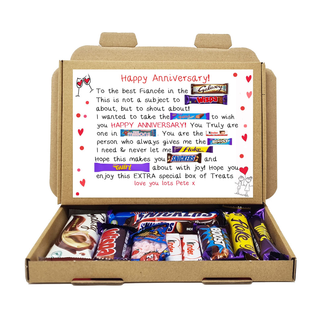 Personalised Anniversary POEM cute Chocolate poem Gift - for Him Her Chocolate Selection Gift Box hamper unique treats (Fiancee)