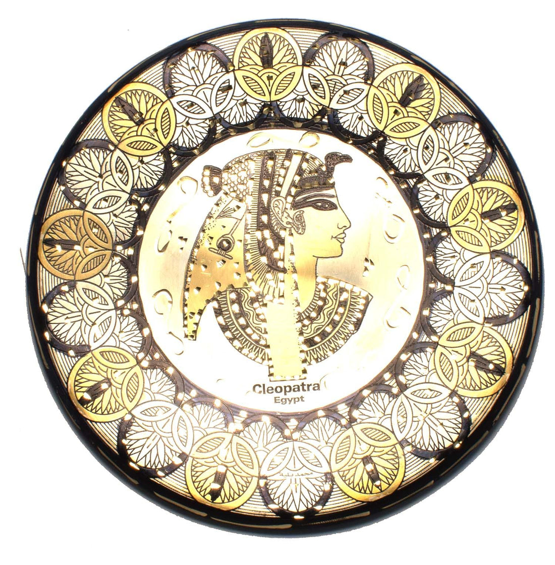 immatgar pharaonic Decorative copper plate - Dish Egyptian souvenirs gifts from Egypt (Cleopatra - Diverse shape - 16 CM)