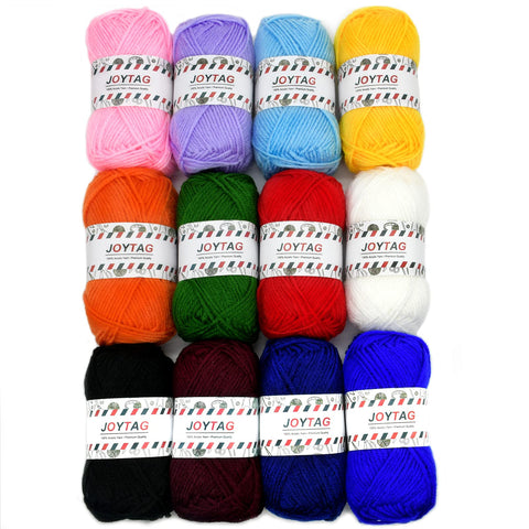 12x50g Acrylic Yarn Skeins 1300 Yards Soft for Crocheting and Knitting - Multicolor Rainbow Craft for Projects - 12 Assorted Colors