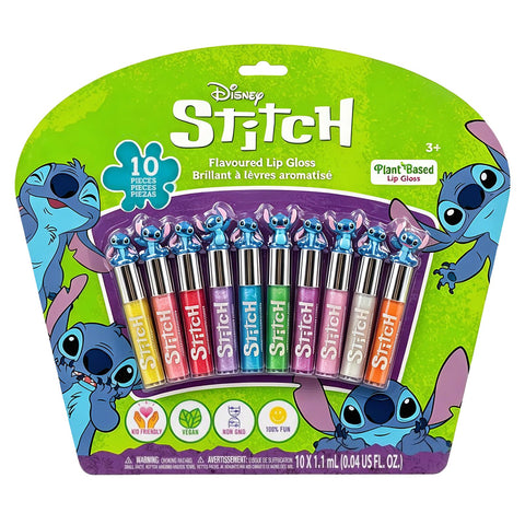 Stitch 10 Pcs Plant Based Lip Gloss, Party Favors for Girls Party Favors, First Makeup Set for Girls, Perfect for Parties, Sleepovers and Birthday Gifts, Age 3+, of Townley Girl