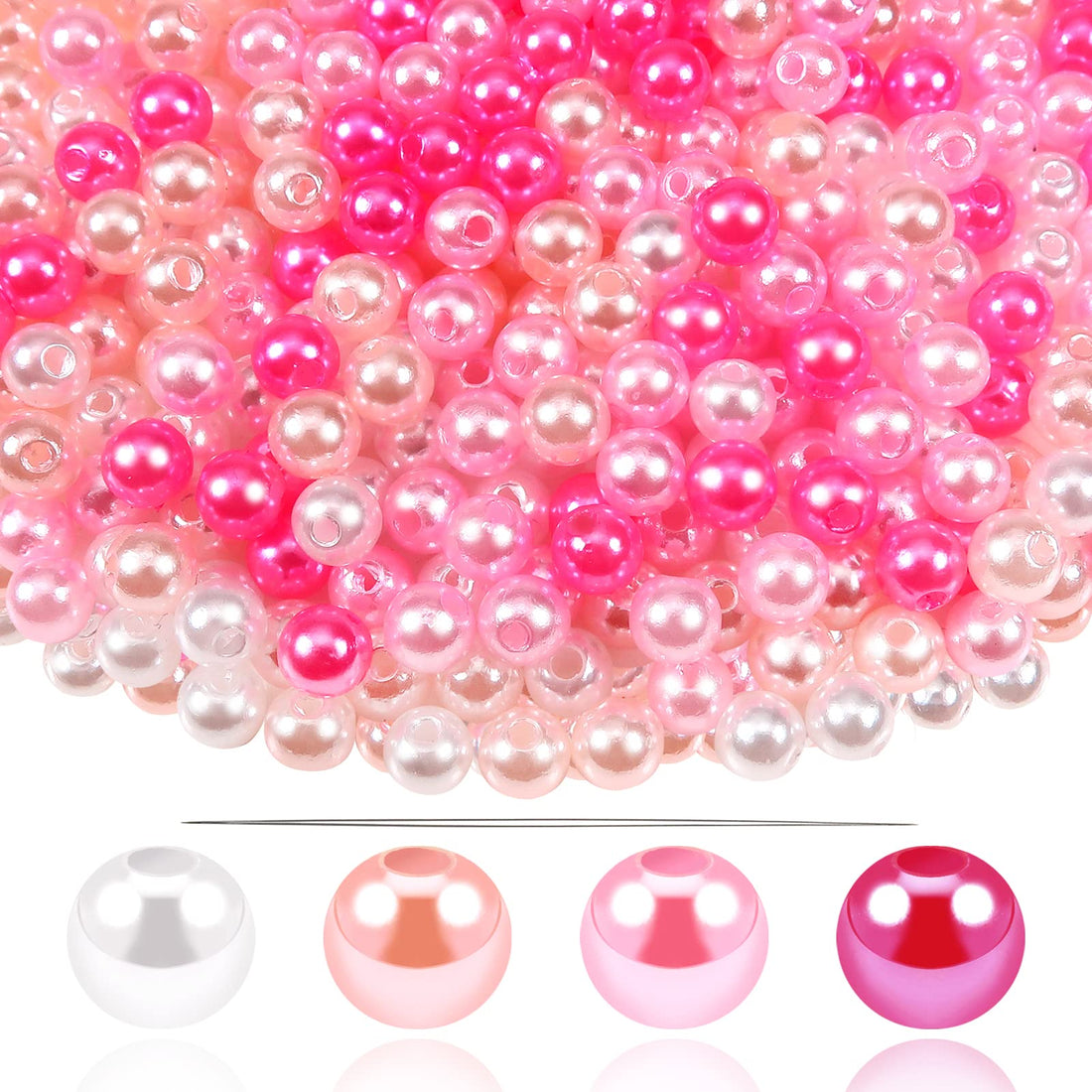 TOAOB THE ONE AND ONLY BABY 1100pcs Pearl Beads for Jewelry Making 5mm Plastic Pearl Beads Multi Color Loose Round Faux Pearl Beads with Holes for DIY Craft Necklaces Bracelets Jewelry Making