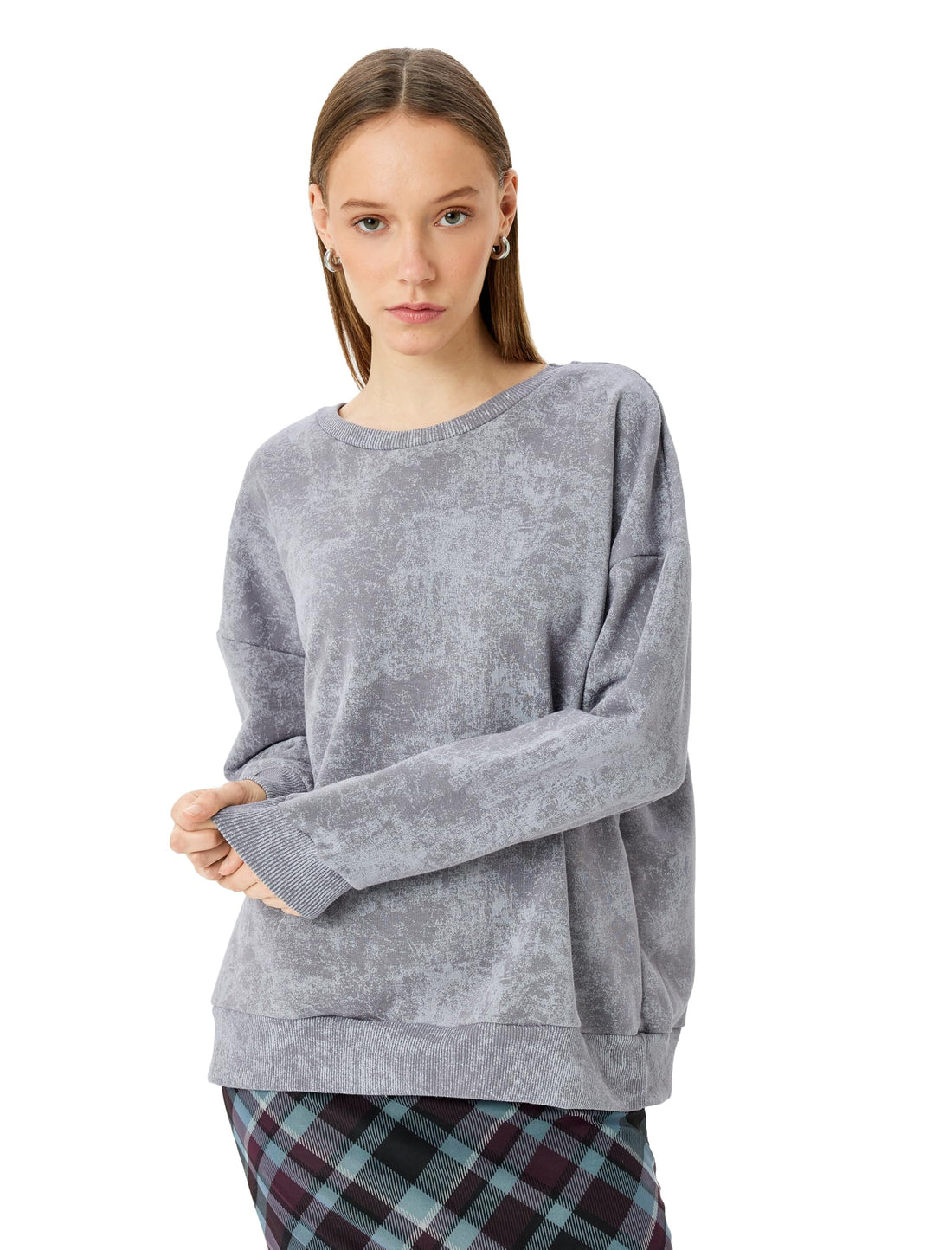 KOTON womens Printed Oversized Sweatshirt Sweatshirt