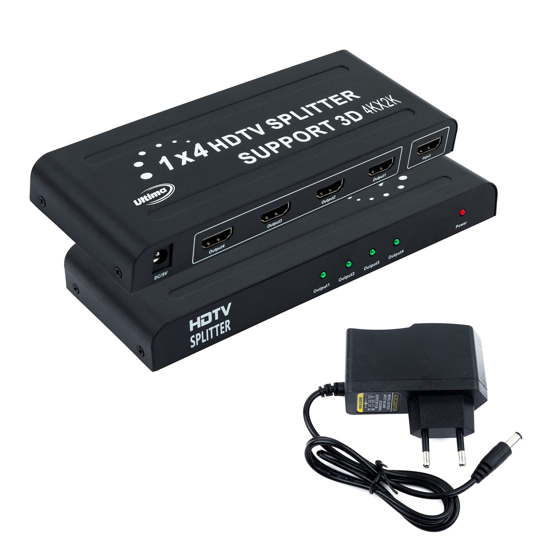 HDMI Splitter 1 in 4 Out, Support 4k 2k 3D Full HD 1080P Compatible with HDTV, STB, DVD, Computer for Mall, Store, Multi-Screen Advertising, Video Conferencing