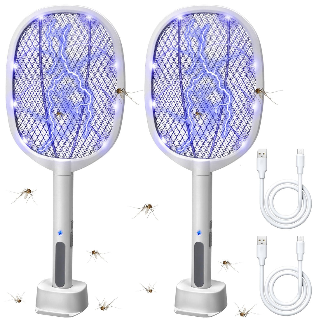 Lulu Home 2-in-1 Electric Bug Zapper Racket, USB Charging Portable Fly Killer Racquet for Indoor Outdoor Use