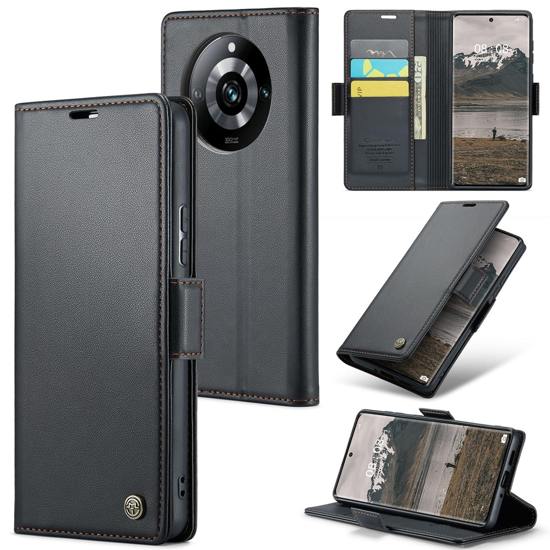 phone case compatible with Realme 11 pro plus (11 pro+) Case Multifunctional Horizontal Flip Premium PU Leather Case, with Card Slot & Holder & Wallet for Realme 11 pro plus (11 pro+) (Black)