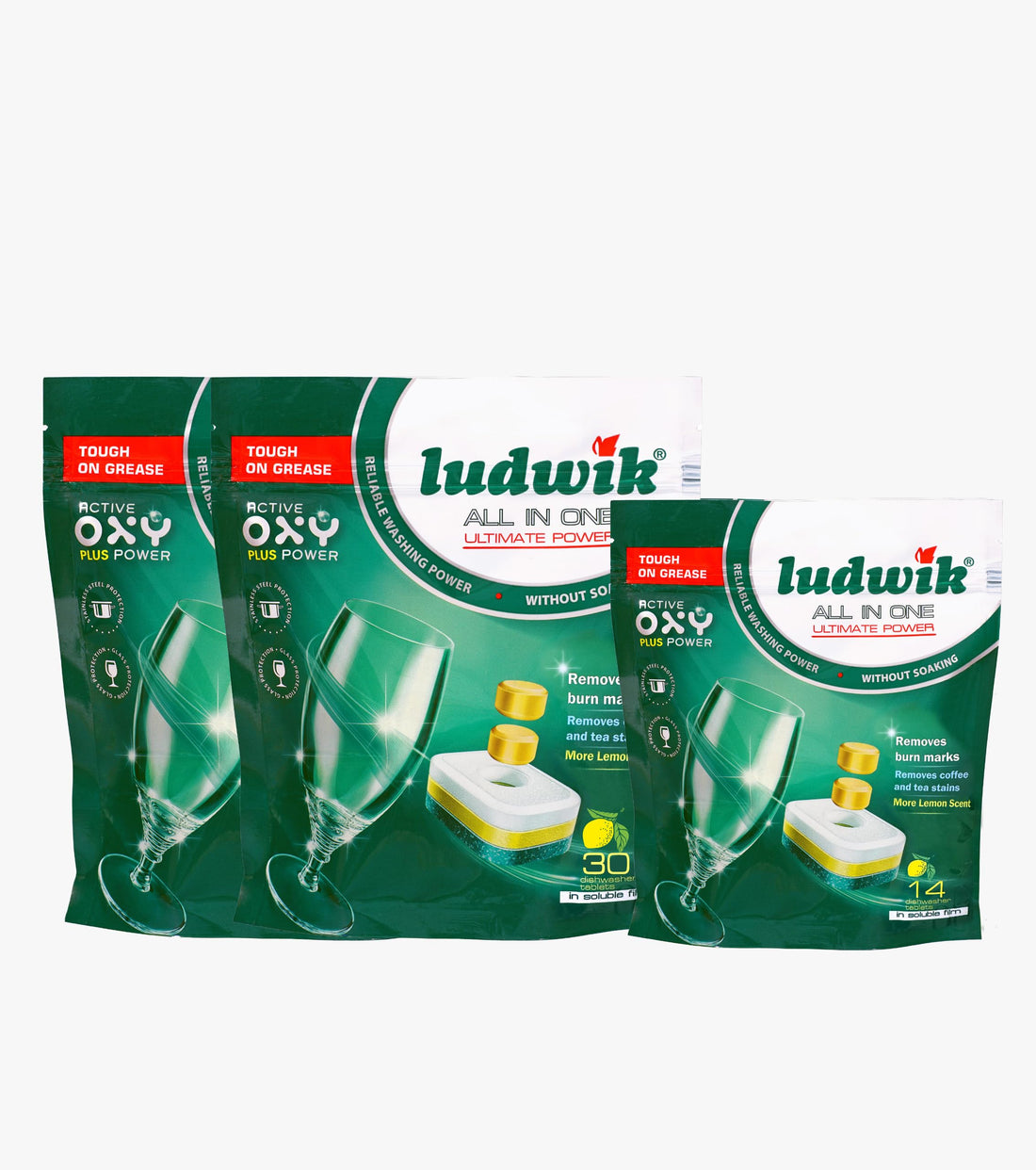 Ludwik All-in-one Dishwasher Tablets 2x30 +14 free Lemon