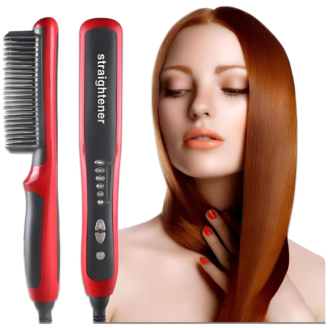 Professional Hair Straightener, Multifunctional Ceramic Hair Straightener with 5 Adjustable Temperature Levels, Hair Straightening Brush, Fast Hair Styling Device for Easy Hair Management