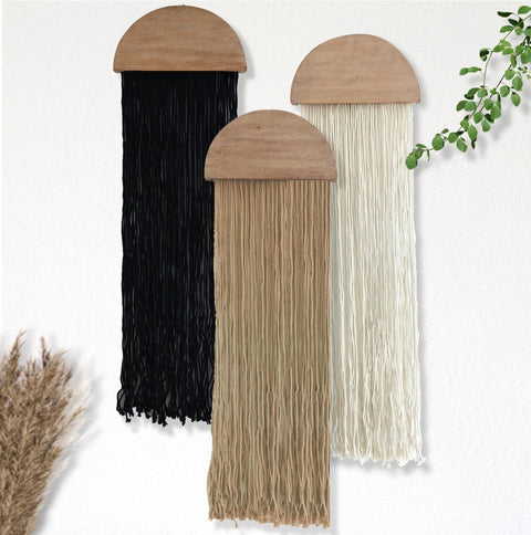 Macrame Wall Hanging 3 pcs Woven Boho Home Chic Wall decor Bohemian Geometric Art Decor, Bedroom Nursery Apartment Dorm Decoration Minimalistic Neutral Beige Black, birthday women girls gift