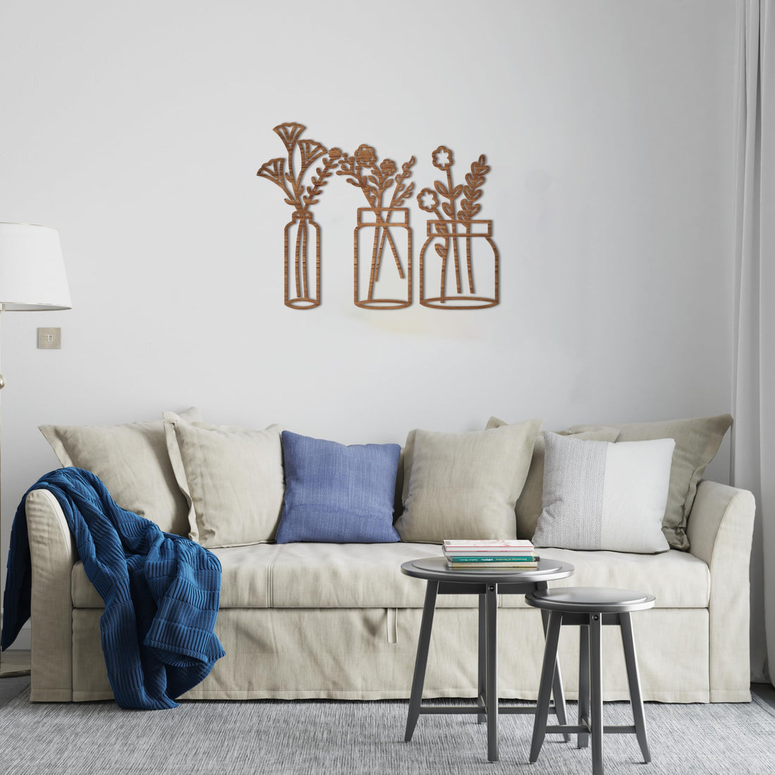 Home Gallery Plant pots Wood Wall art 60x80 Brown