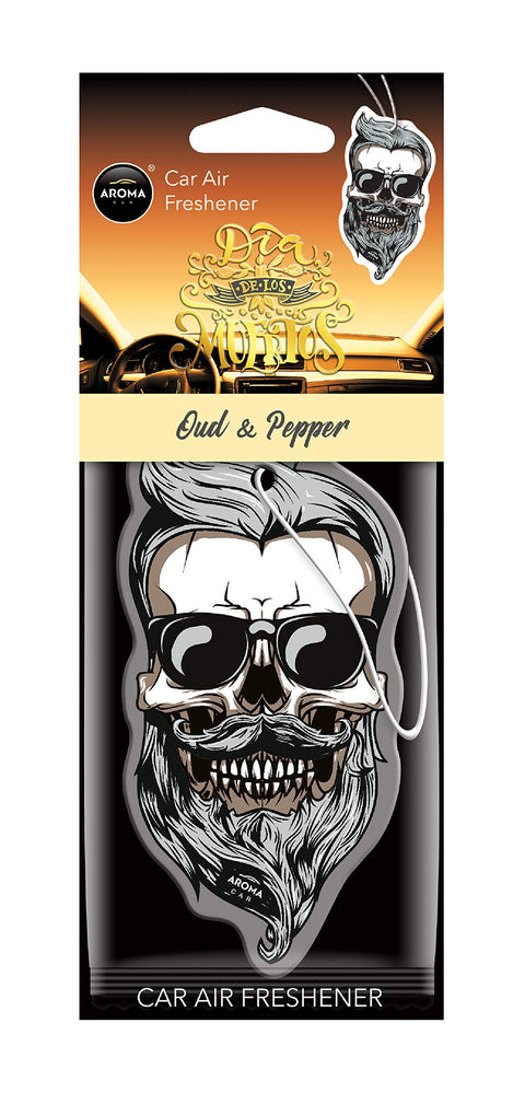 Muertos Oud & Pepper Skull: Elite Aroma Car Freshener