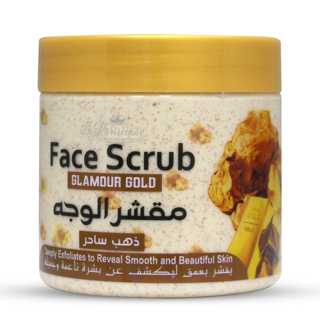 La Parisienne Face Scrub, Deeply Exfoliates, Reveal Smooth & Beautiful Skin, Exfoliating Scrub, Facial Exfoliant, Moisturizing, Glowing Skin - (Glamour Gold, 500 ml)